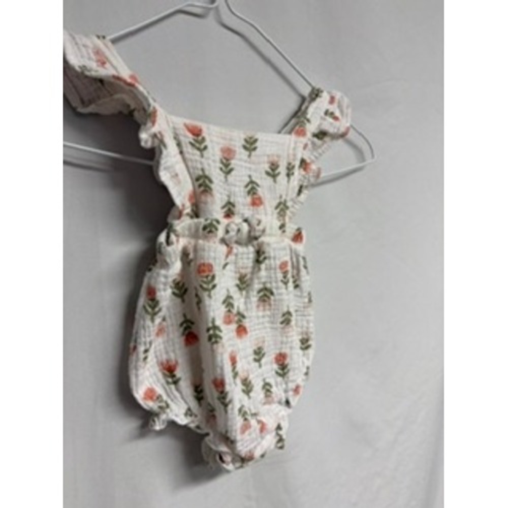 Emily and Oliver Baby Girls Floral Muslin Romper White Pink 12M 100% Cotton - Picture 2 of 5
